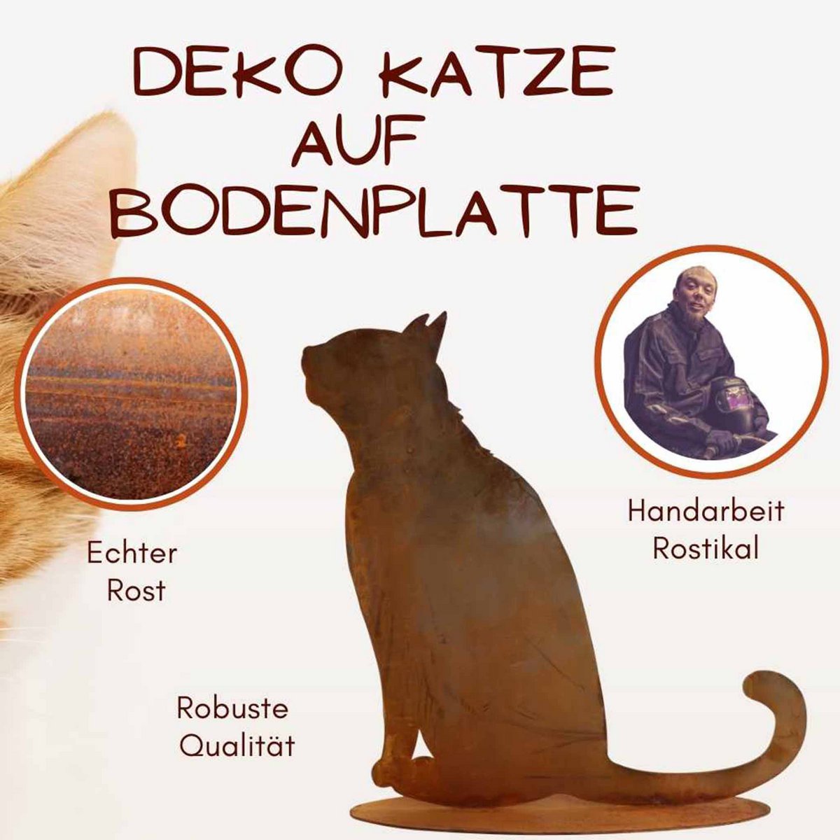 Metalldeko Katze sitzend in Edelrost