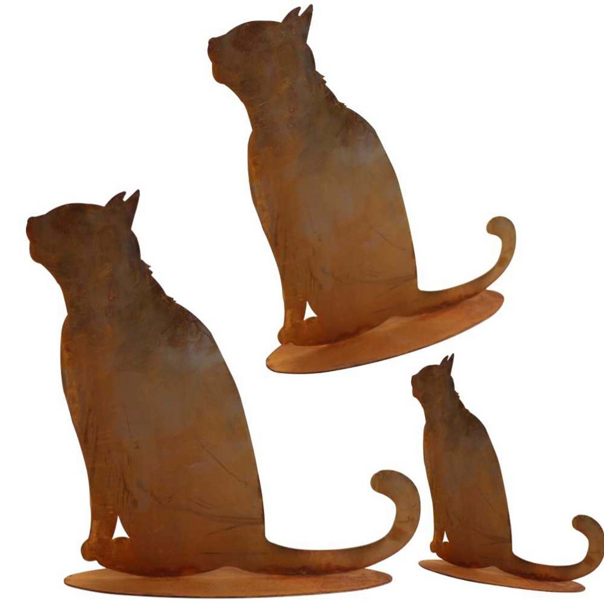 Metalldeko Katze sitzend in Edelrost